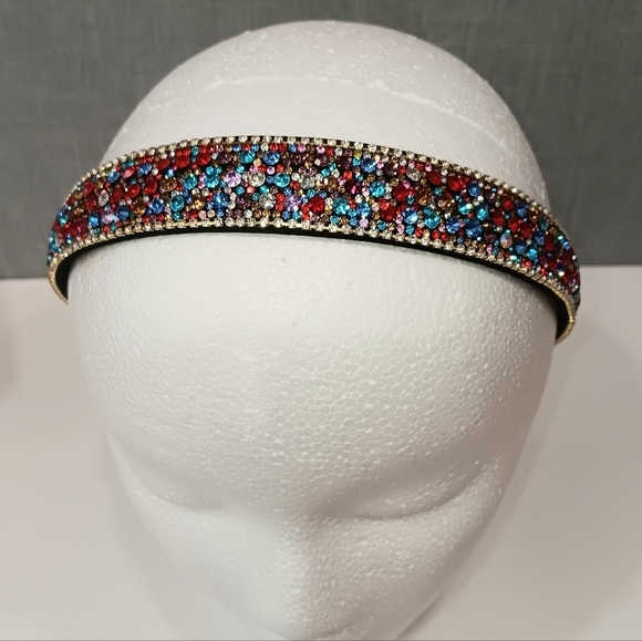 Sparkly Rhinestone Headband Fashionista Chic Bold Bohemian Summer Fun 70s Disco - Picture 1 of 8